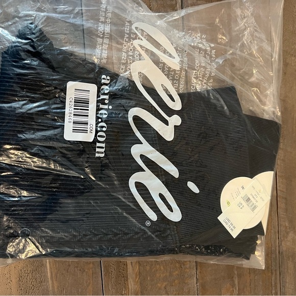 Aerie Offline Hi Rise Black Wide Ribbed Braided Trim Leggings Size Small - Picture 5 of 14